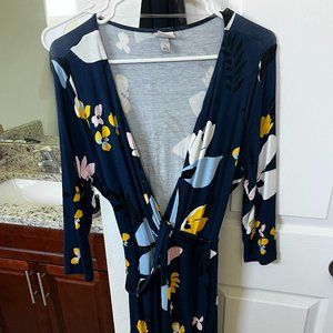 blue/floral midi dress